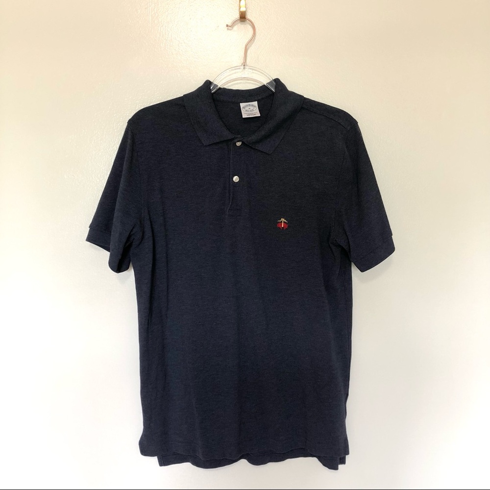 Brooks Brothers Performance Polo Navy Blue Slim Fit Cotton Medium